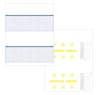 Blank Check Stock 8.5x11 2-Up Blue